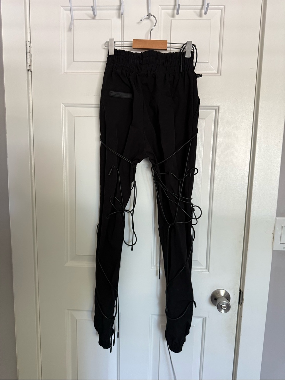 Maniere De Voir Black Joggers with Wrapped Cord Detail - Picture 3 of 3